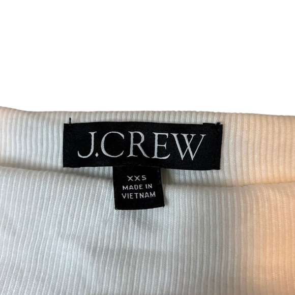 NWT J.Crew White Boatneck Ribbed Tee XXS Cotton Modal Stretch Knit - Picture 4 of 6